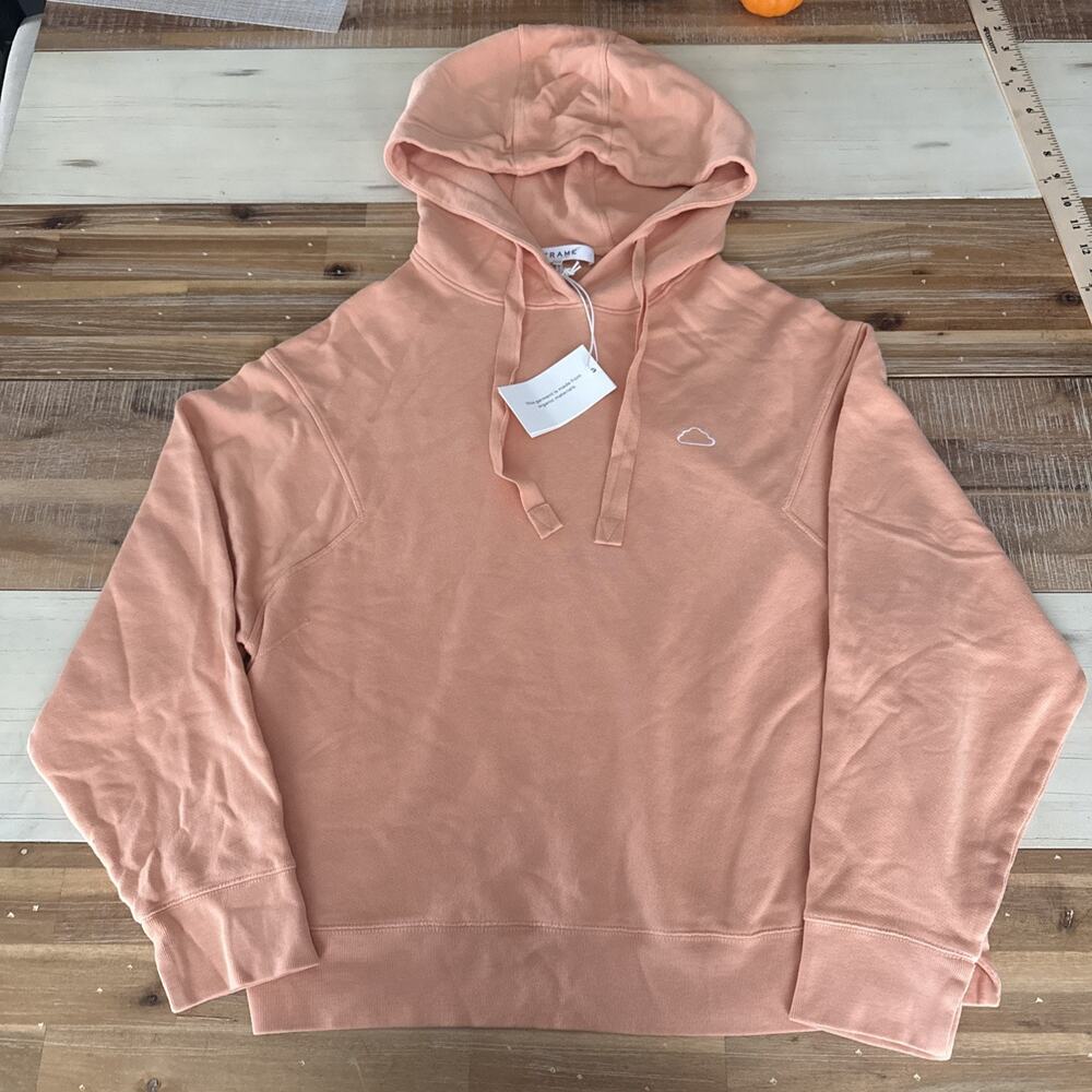 Frame Hoodie Sweatshirt Pink Small NWT Cloud Logo